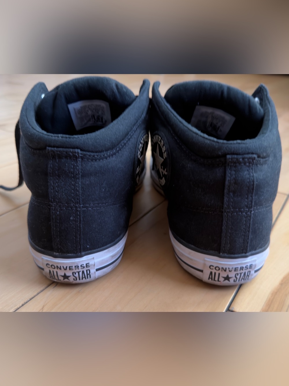 Converse Men’s Black & GrHigh Top Sneakers with White Toe - Picture 7 of 7